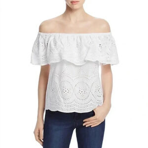 Cupcakes & Cashmere Davy Eyelet Off Shoulder Top